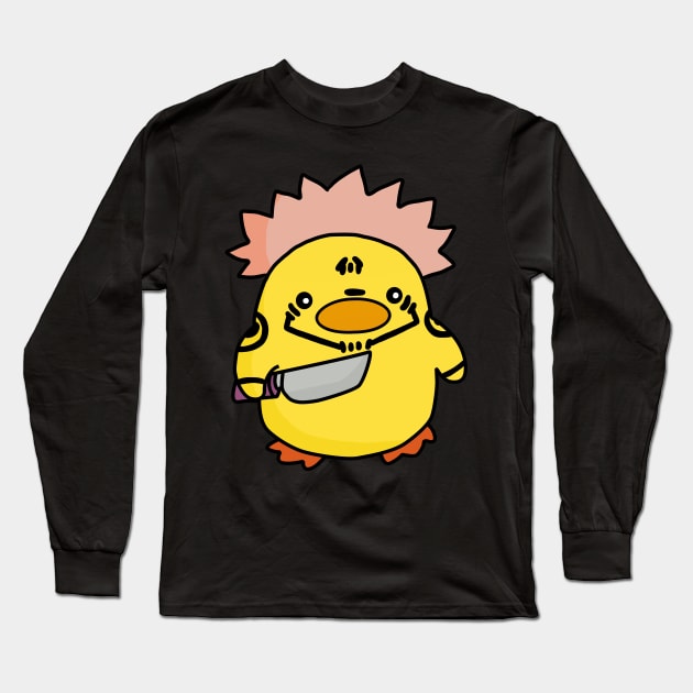 Sukuna Cursed Duck with knife! Long Sleeve T-Shirt by Anime Meme's